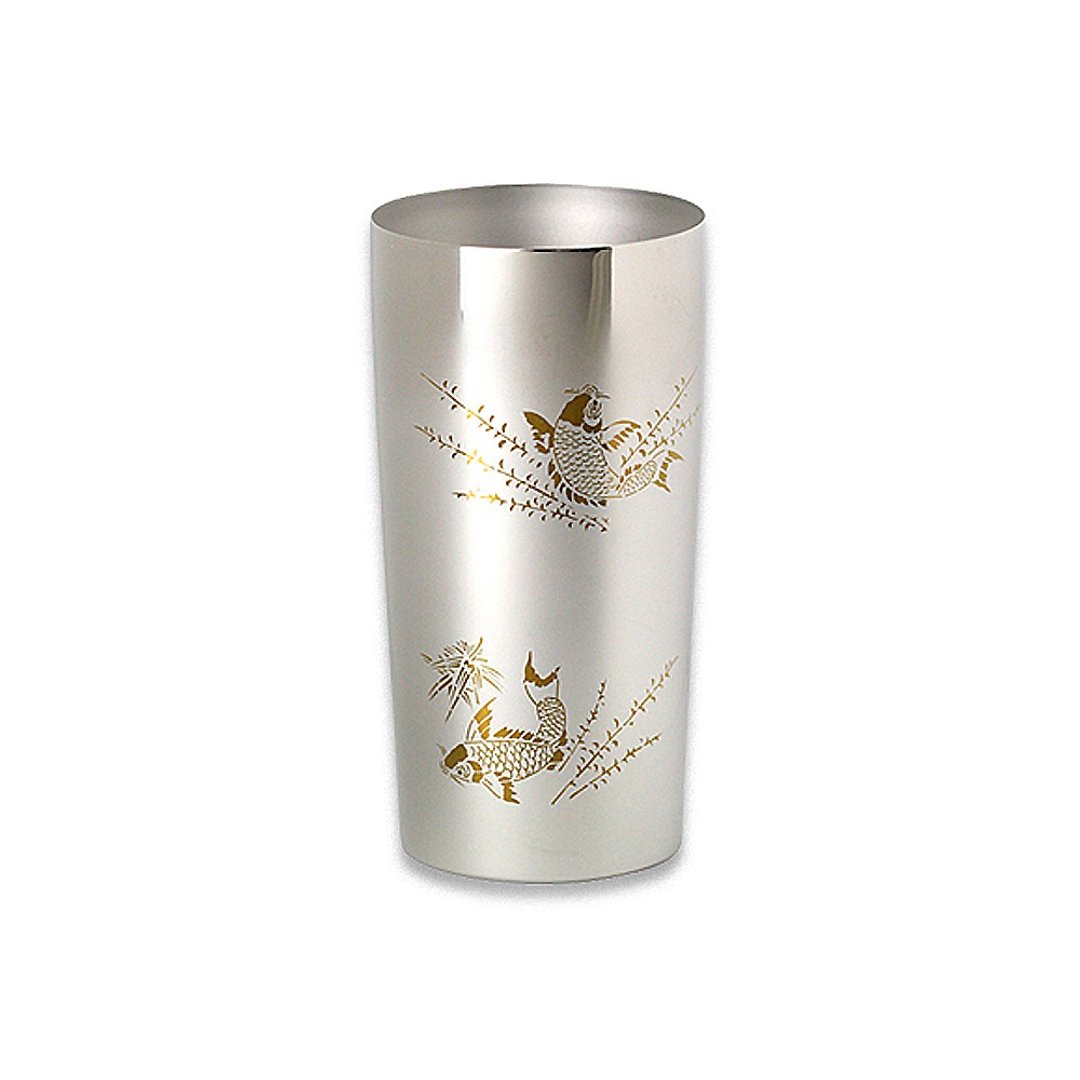【日本制 Horie】 钛爱生活系列-纯钛抗菌极致双层杯-鲤 350ml - 其他杯子 - 其他金属 银色