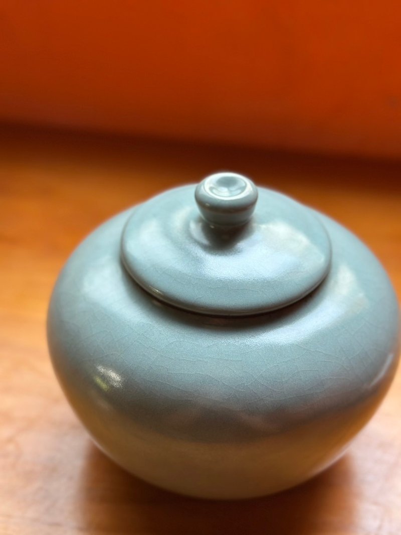 聚宝 汝窑釉茶仓  手工藏茶  开片釉色温润  16.5*19cm - 摆饰 - 陶 