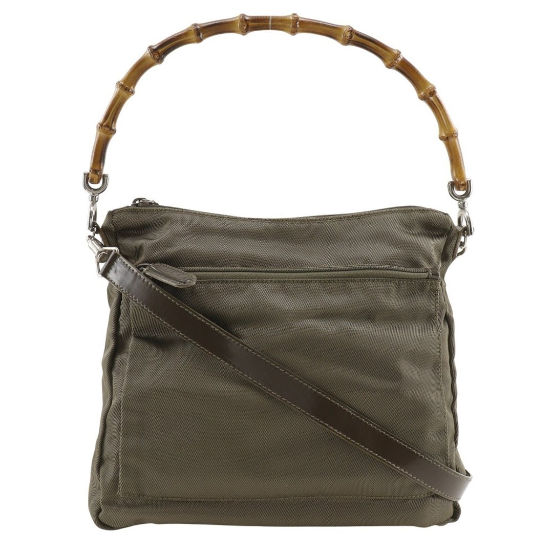 【日本直送】Gucci GUCCI Bamboo 侧背包 肩背包 2WAY 000.2404.0509 尼龙帆布 卡其色 女仕【二手】 - 侧背包/斜挎包 - 尼龙 卡其色