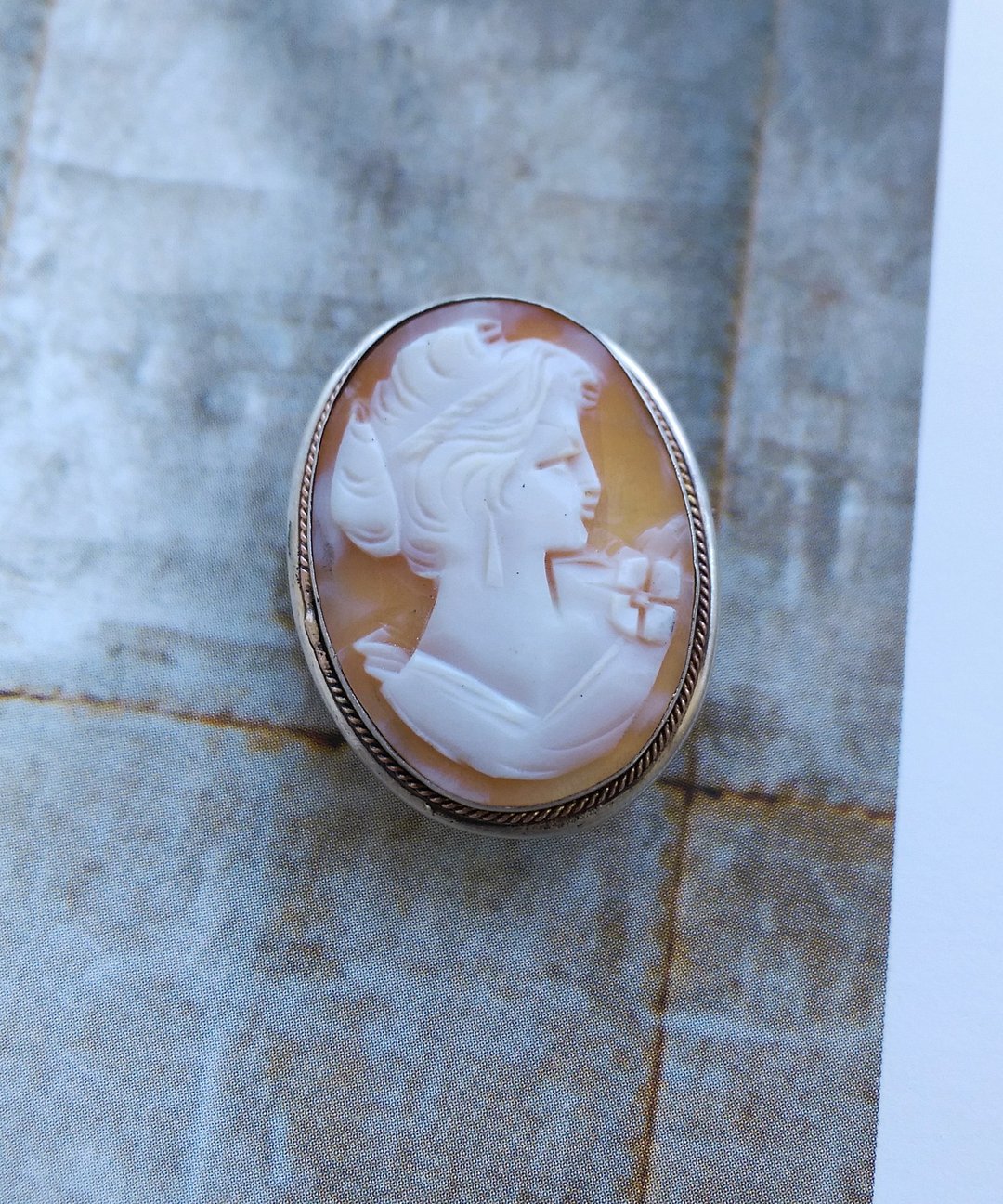 Vintage Jewelry 西洋古董饰品  优美古典 Cameo 贝雕 小巧 别针 - 徽章/别针 - 其他金属 金色