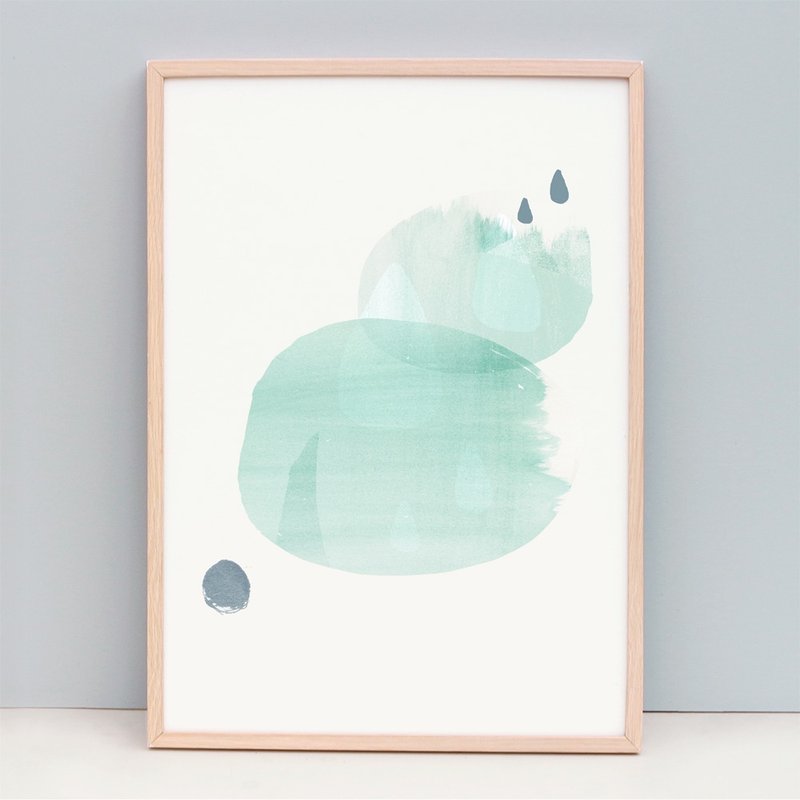 Fine Art Print Soothing Green Abstract Art - Raindrops (Unframed) - 海报/装饰画/版画 - 纸 绿色