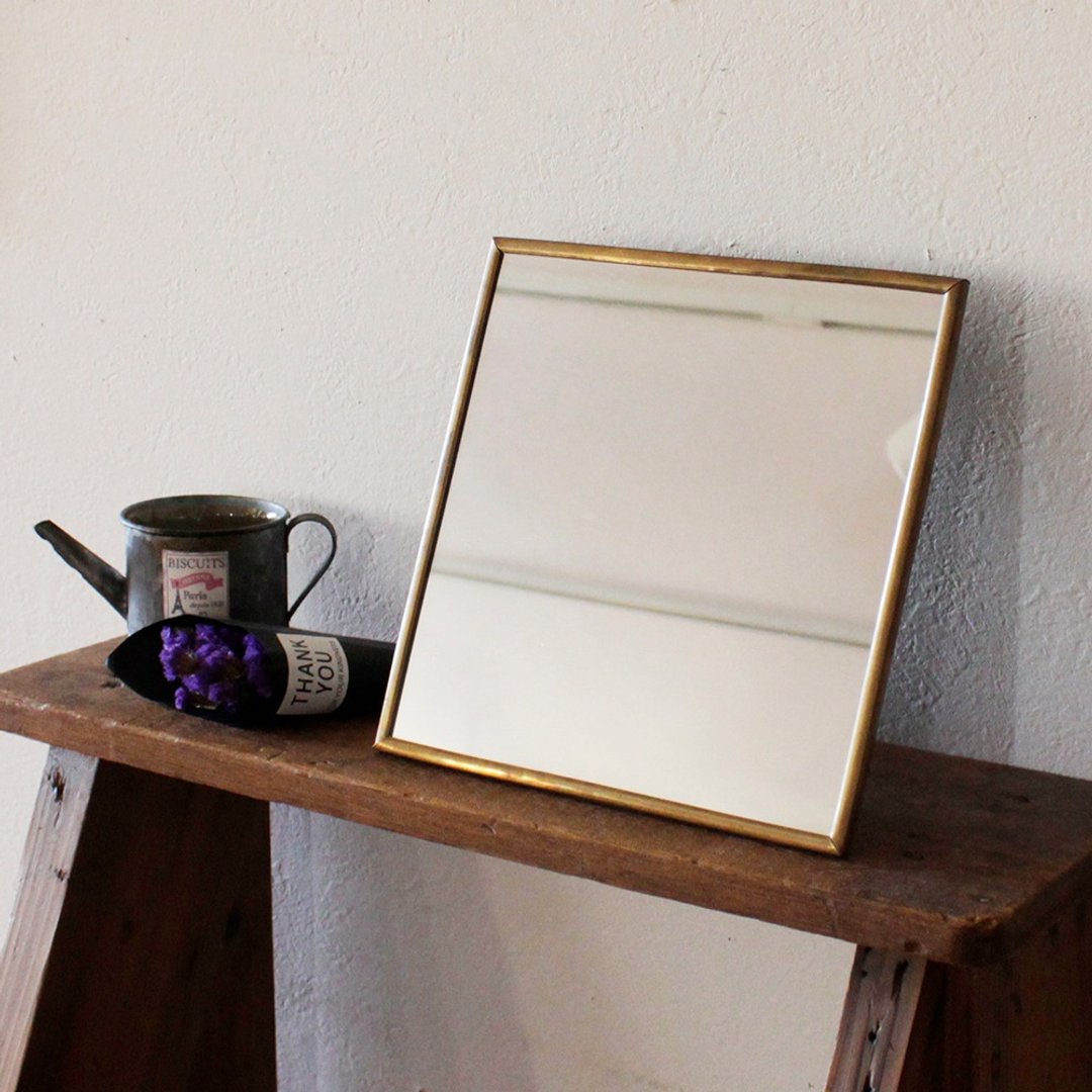 黄铜桌镜 Odier Brass Mirror LL Size 正方形  日本制 - 彩妆刷具/镜子/梳子 - 铜/黄铜 金色