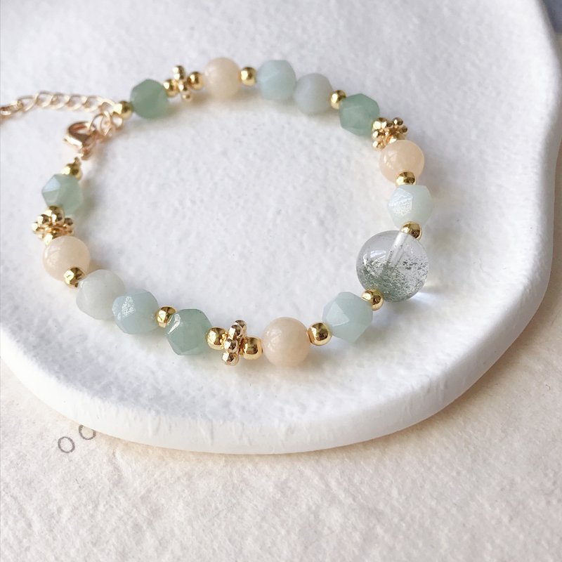 绿幽灵 切面天河石 摩根石 绿东菱 水晶手链 生日礼物 - 手链/手环 - 水晶 绿色