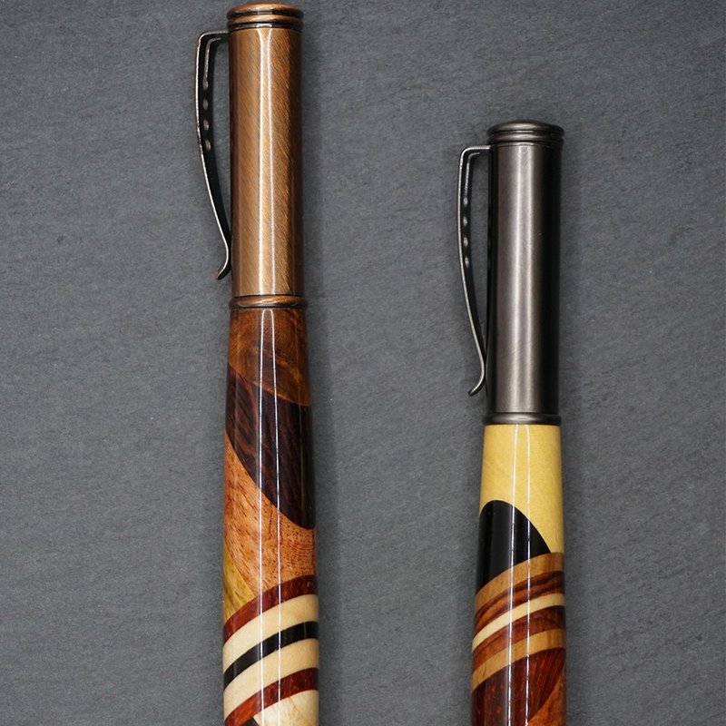 (订制)寄木 拔盖钢珠笔(亮化款) (少量现货) - 钢珠笔 - 木头 咖啡色