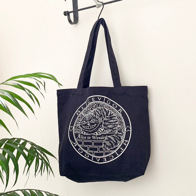 柴郡猫托特包　深蓝色 - 手提包/手提袋 - 棉．麻 蓝色