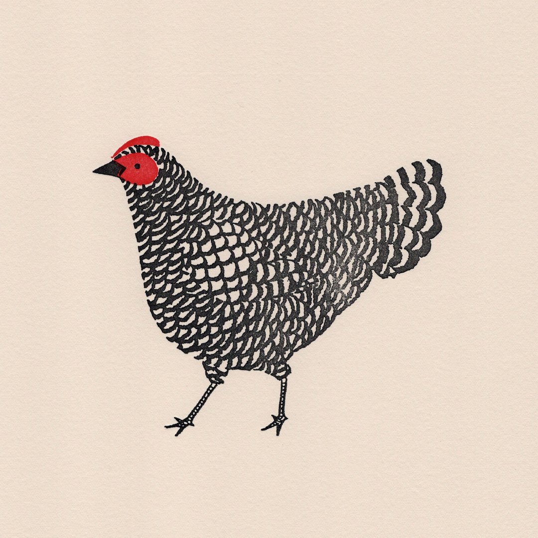 Checkerboard Hen - Letterpress Print Limited Edition of 17 - 海报/装饰画/版画 - 纸 黑色