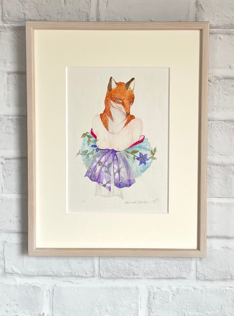 [已装框] 木版画“看起来不像那样” - 海报/装饰画/版画 - 纸 金色