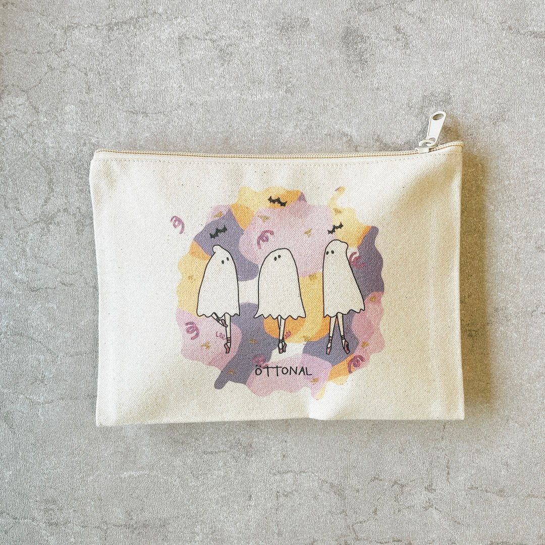 Goast Ballerina Flat Cotton Pouch - 化妆包/杂物包 - 棉．麻 白色