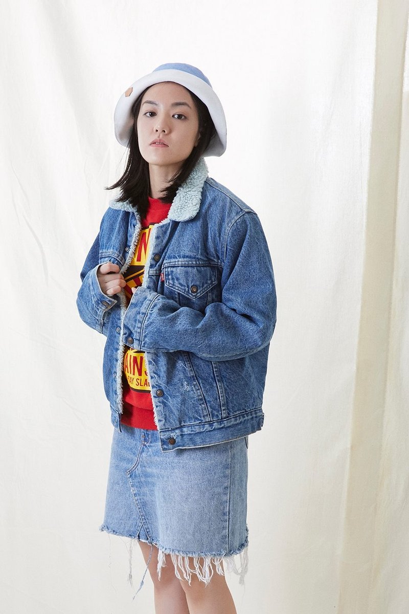 Vintage Levi's 珍珠毛丹宁外套 黑色 - 女装休闲/机能外套 - 棉．麻 蓝色