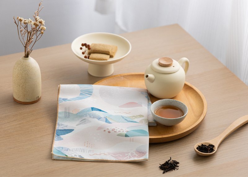 【冬日秘境-与山饮茶】手巾 / 立体茶包 - 手帕/方巾 - 聚酯纤维 蓝色