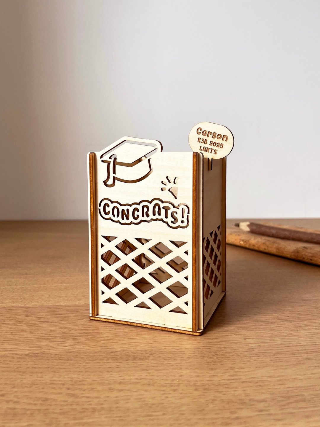 定制化木制笔筒 文具 毕业礼物 纪念品 - 笔筒/笔座 - 木头 