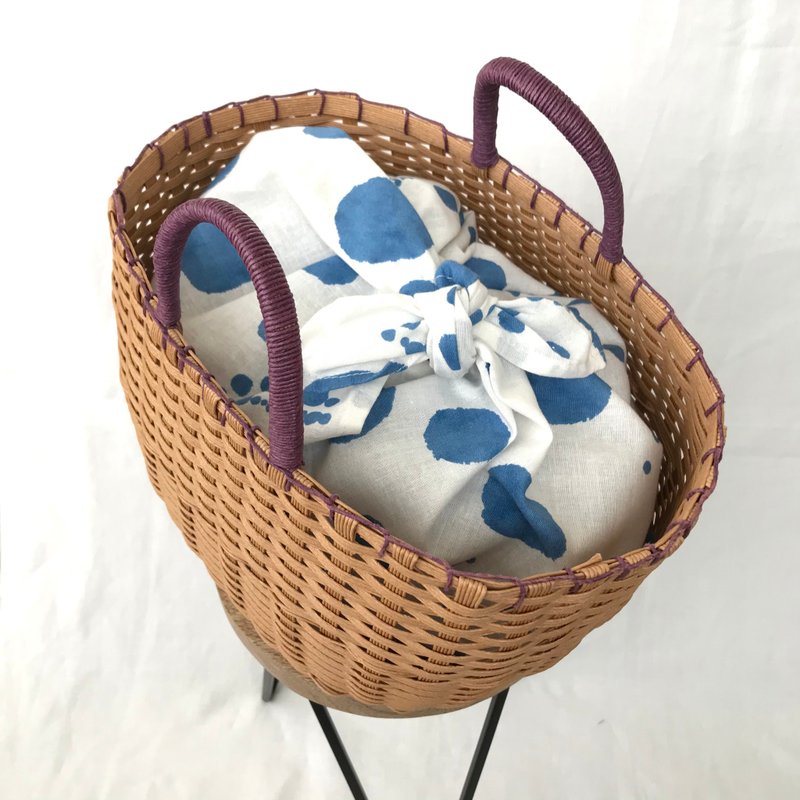 手提袋 吾妻袋 圆点 蓝色 SS / harunohi - 手提包/手提袋 - 棉．麻 白色