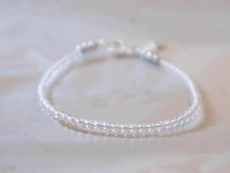 白水晶-四月诞生石-925 SILVER 白水晶2.5mm- 细致手链 - 手链/手环 - 半宝石 白色