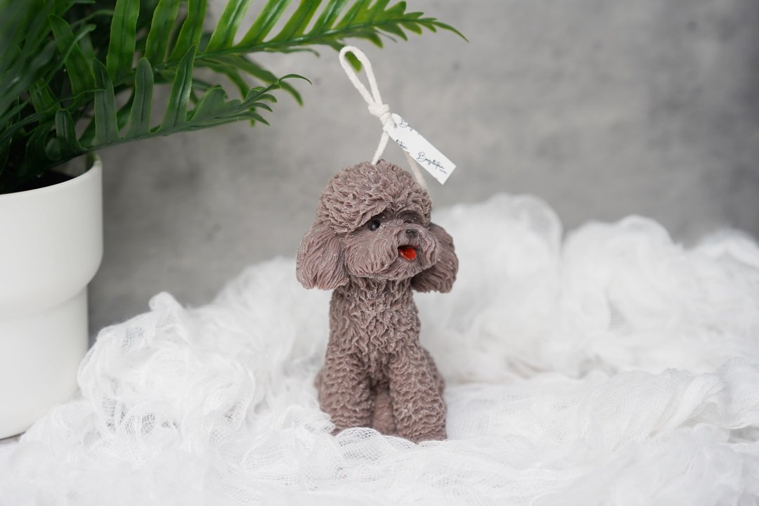 贵妇狗香薰蜡烛 Poodle Scented Candle PW-040双 11 限定 - - 蜡烛/烛台 - 蜡 咖啡色