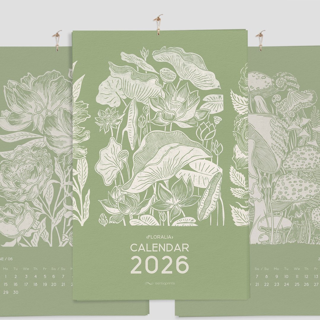 2026 花卉月历 蚀刻版画 墙面装饰 插画 - 其他数码设计 - 其他材质 