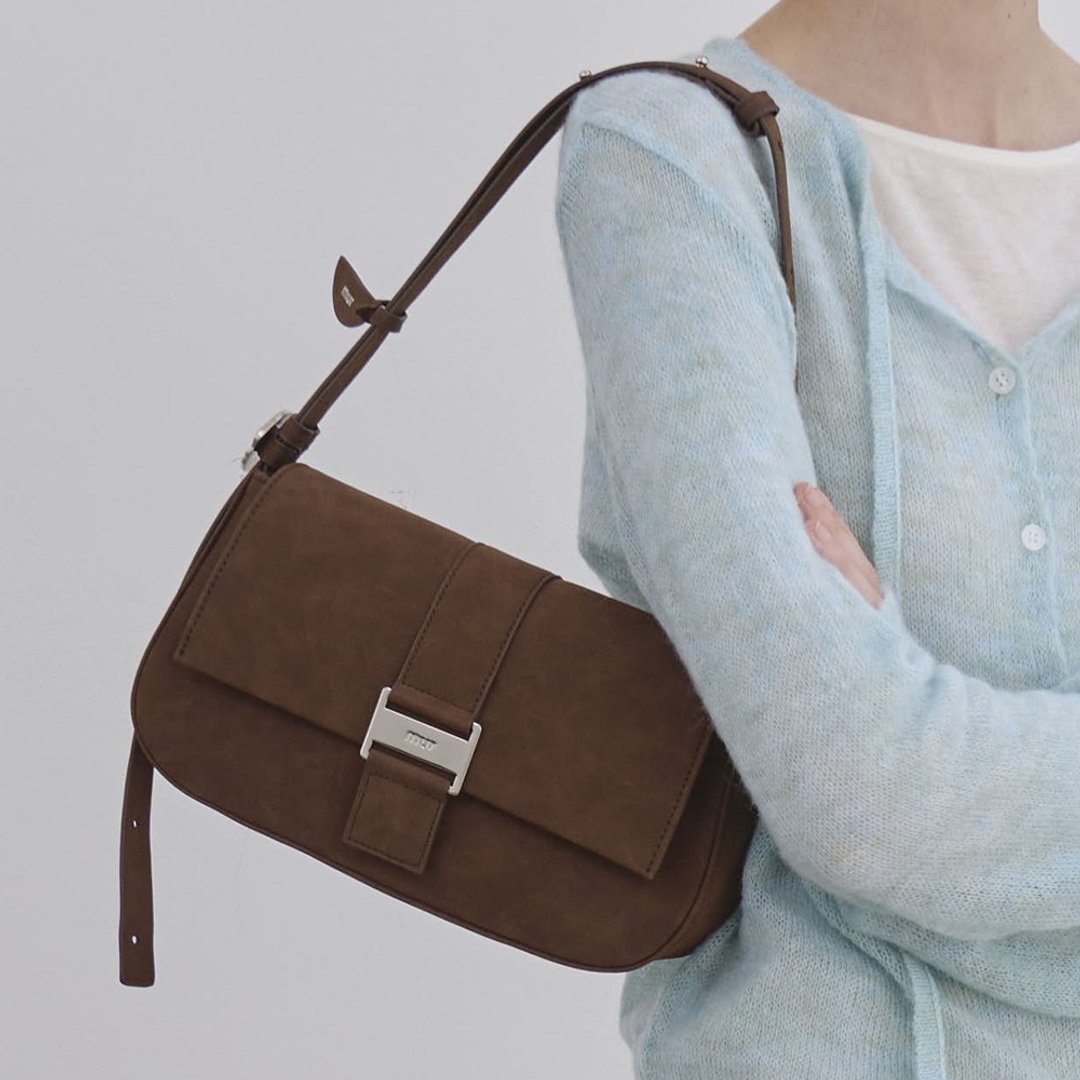 韓國製 MUR Seren bag 手袋/單肩包/上肩袋/手提袋 Suede DkBrown - 侧背包/斜挎包 - 环保材料 