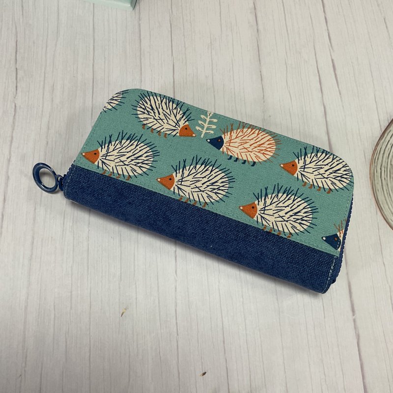 幸运招财丰巢长夹 - 天蓝刺猬A款 - 皮夹/钱包 - 棉．麻 蓝色