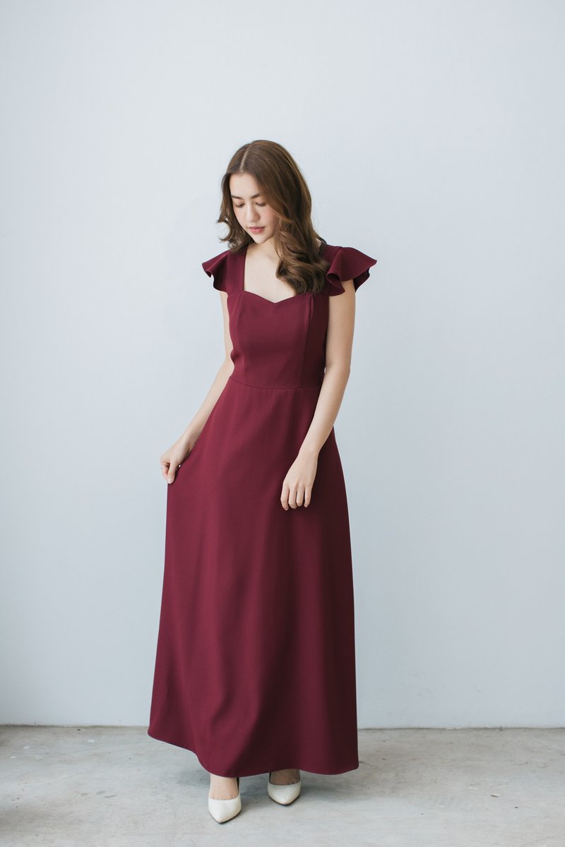 Wedding Dress Maroon dress Red Prom Dress Summer Dress Vintage Party Dress - 洋装/连衣裙 - 聚酯纤维 红色