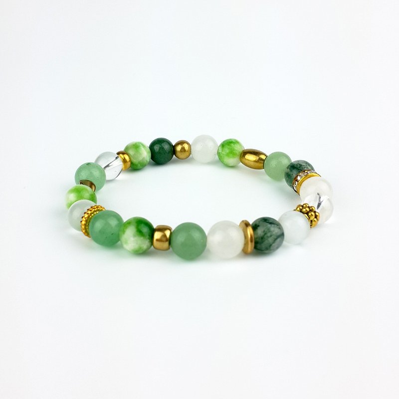 | 简约系列 | 森林国度x湖水绿 绿色波斯玉 水草玛瑙 白玉髓 绿色东陵玉 白水晶 (黄铜 x 手环 x 手链 x 手工制作 x 定制化。) - 手链/手环 - 宝石 绿色