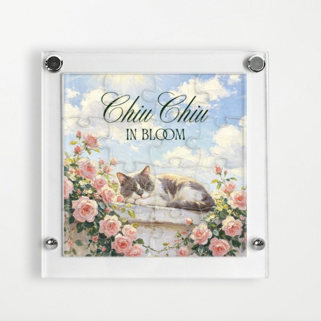 【新品】萌宠入画 透明拼图相架 莫奈玫瑰与宠物 定制宠物礼物 - 拼图 - 压克力 白色