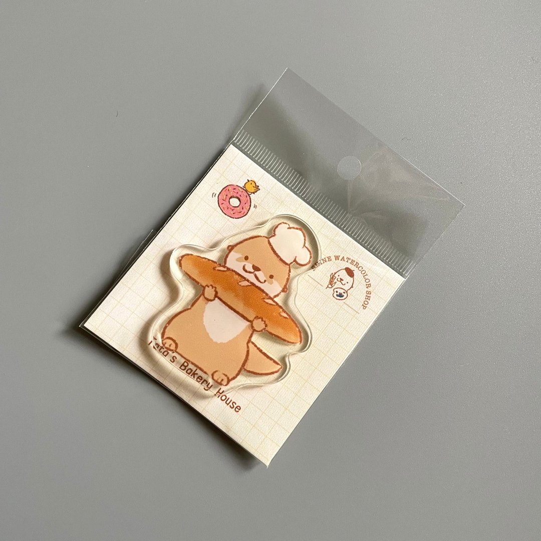 可爱小动物面包屋亚克力冰箱贴水獭猫咪 - 摆饰 - 压克力 