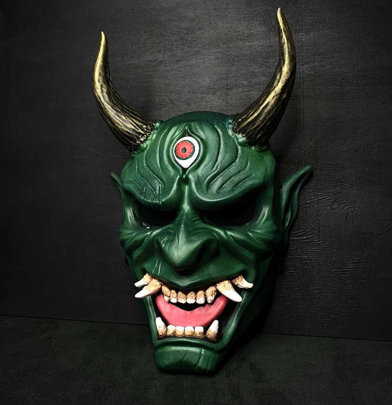 DBD Oni 面具绿色可穿戴，日本恶魔面具，黑暗般若面具，墙面装饰 - 口罩 - 树脂 绿色