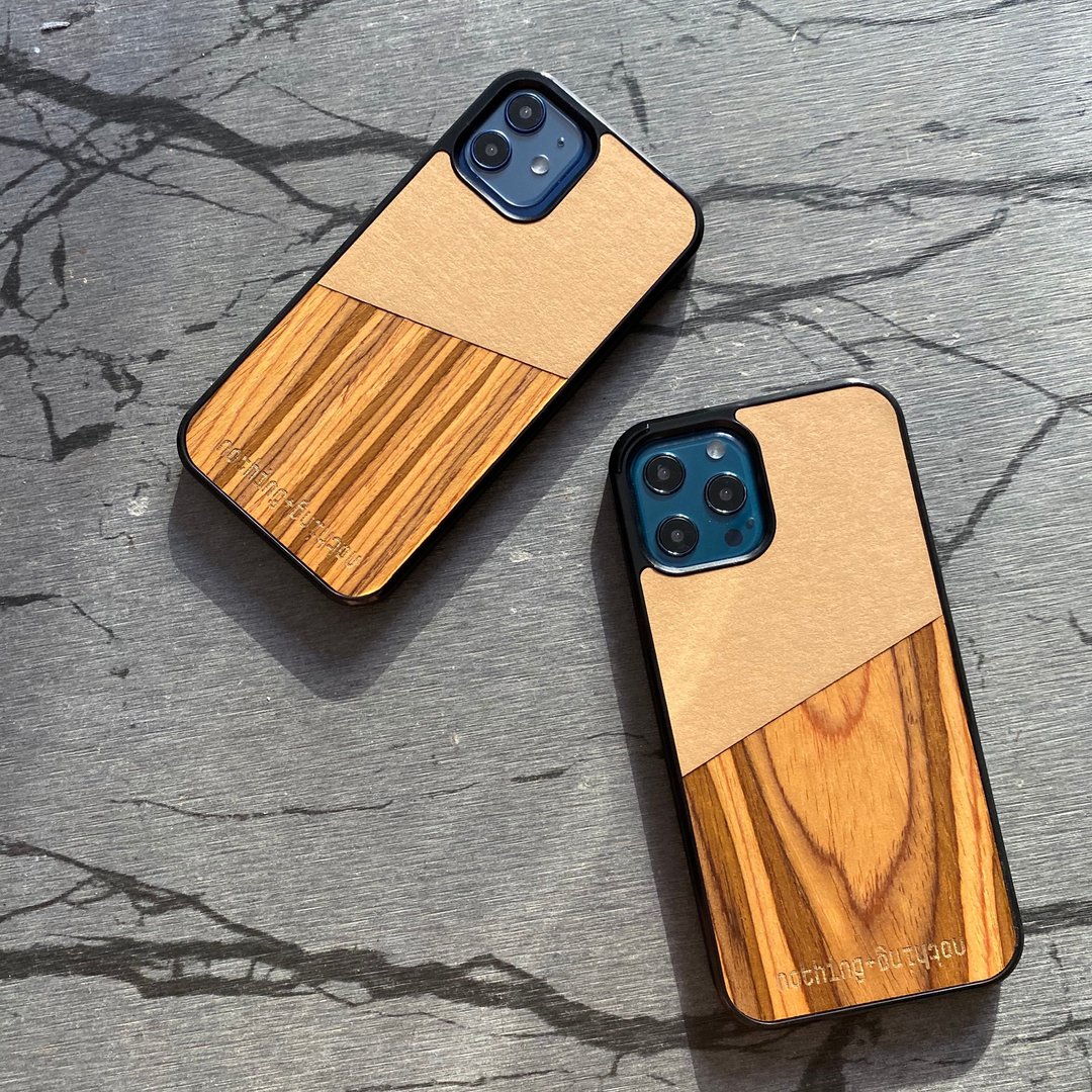 手做木制加牛皮纸 iPhone 12 mini /12 /12 Pro /12 Pro Max - 手机壳/手机套 - 木头 卡其色