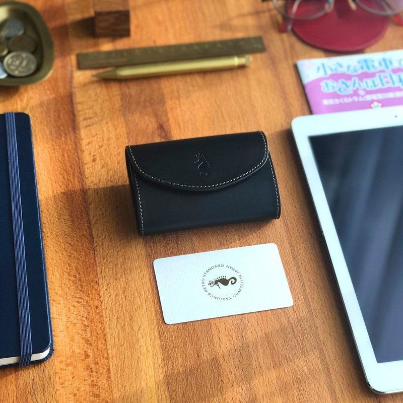 日本制【Takumicsタクミクス】卡片夹 名片套 意大利植鞣牛革 - 名片夹/名片盒 - 真皮 黑色