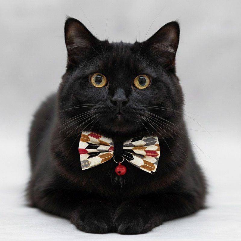 箭羽纹款 蝴蝶结宠物装饰项圈 猫咪 兔子 小型犬 迷你犬 - 项圈/牵绳 - 棉．麻 黑色