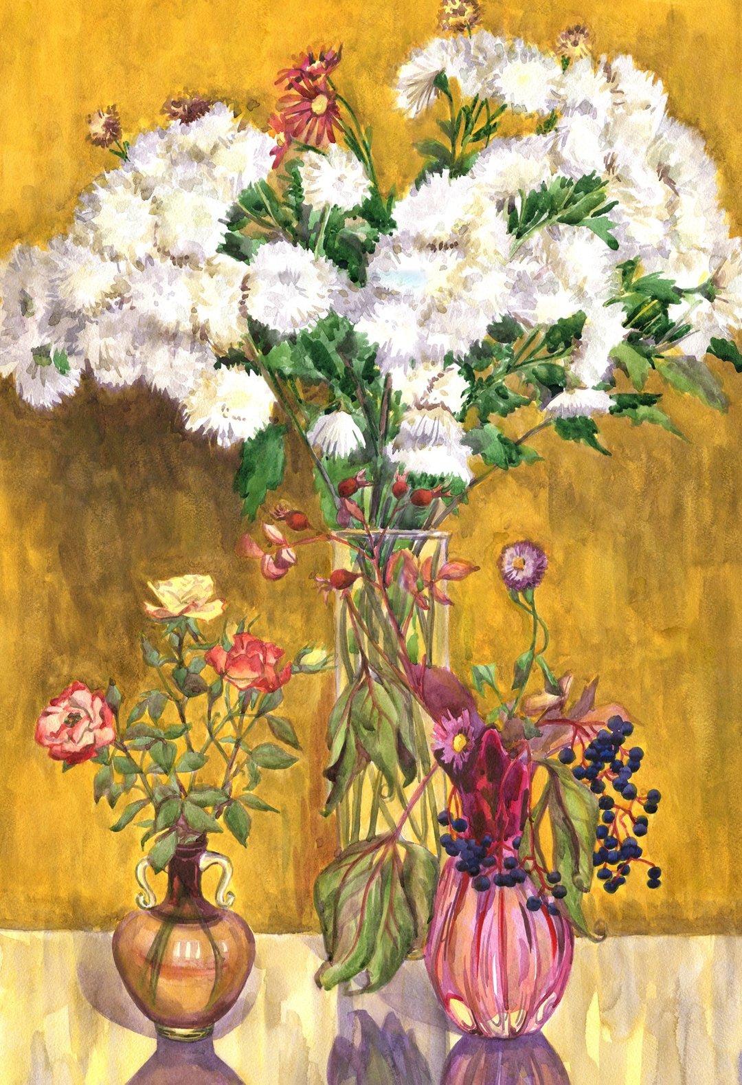WATERCOLOR PAINTING flowers bouquet still life Picture on the wall gift Artwork - 墙贴/壁贴 - 纸 