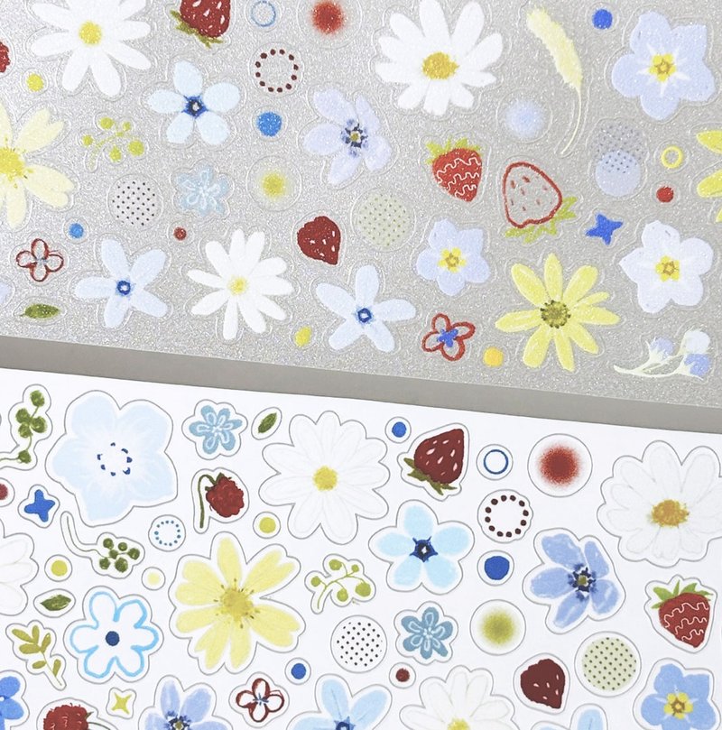 摘一朵花花 合成纸哑膜 透明闪砂 模切 贴纸卷 5米卷 - 贴纸 - 其他材质 多色