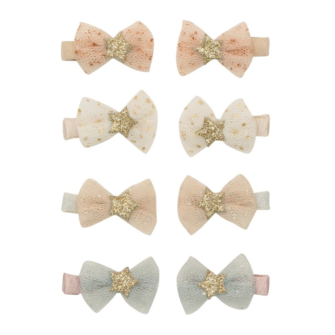 英国Mimi & Lula_AW25_梦幻王国_蕾丝蝴蝶结迷你发夹8入 - 婴儿饰品 - 聚酯纤维 