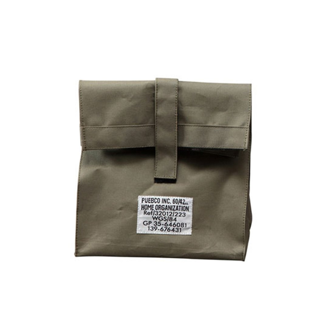 LAMINATED FABRIC LUNCH BOX BAG 双层压棉收纳反折袋-军绿色 - 收纳用品 - 棉 卡其色