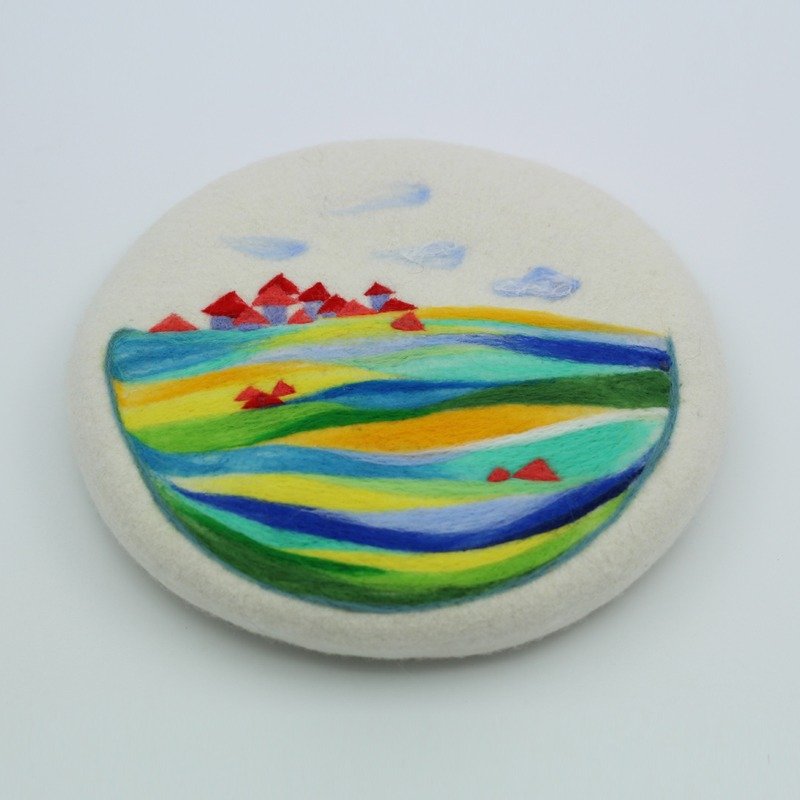 轲人原创色彩田野羊毛毡针毡贝雷帽画家帽单品发售—白色 - 帽子 - 羊毛 白色