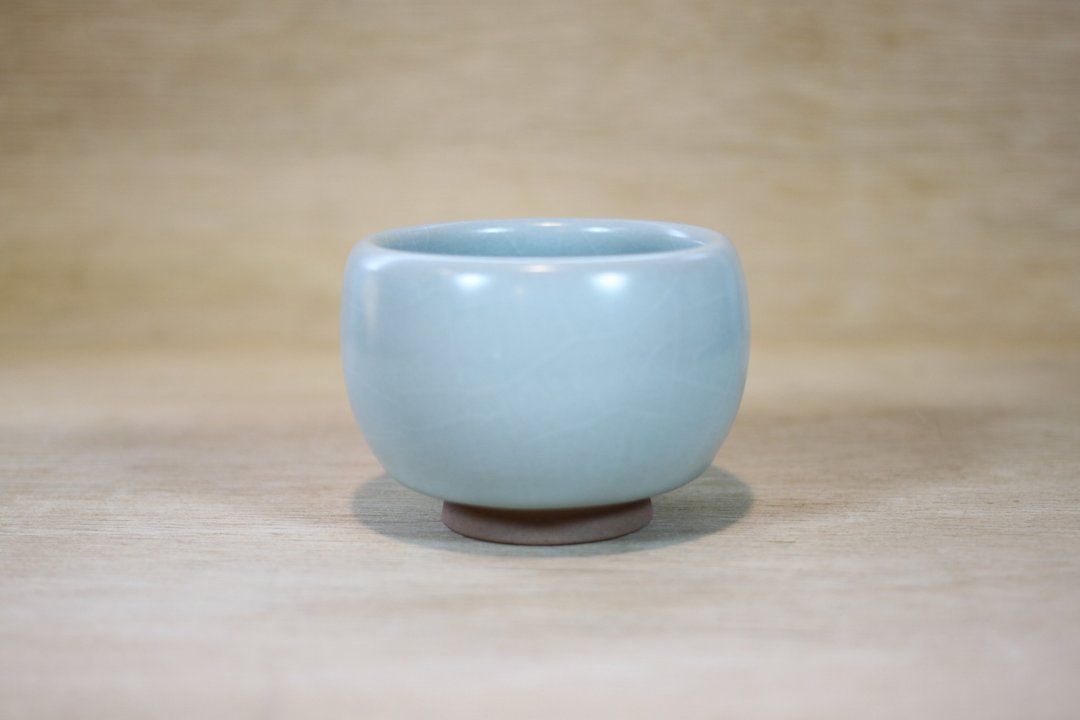 【台湾制造】汝窑茶杯 开片 大圆融杯 名家叶敏祥手作 - 茶具/茶杯 - 陶 