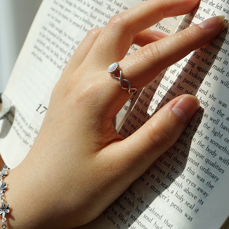 Opal 环 - 戒指 - 纯银 银色