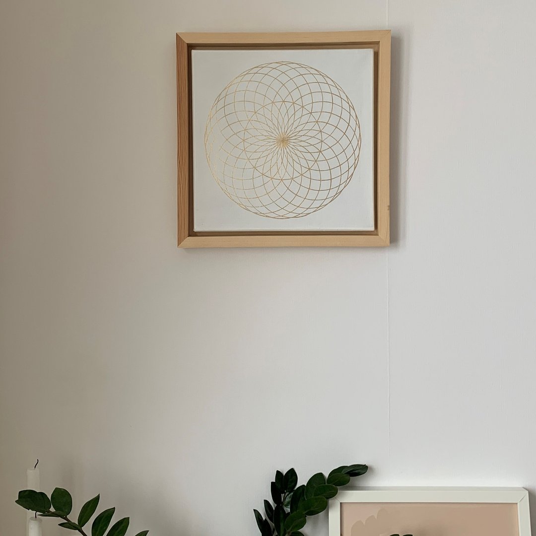 Mandala Torus symbol | Sacred geometry decor | Spiritual minimalist painting - 墙贴/壁贴 - 压克力 白色