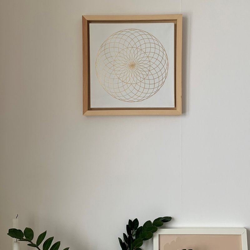 Mandala Torus symbol | Sacred geometry decor | Spiritual minimalist painting - 墙贴/壁贴 - 压克力 白色