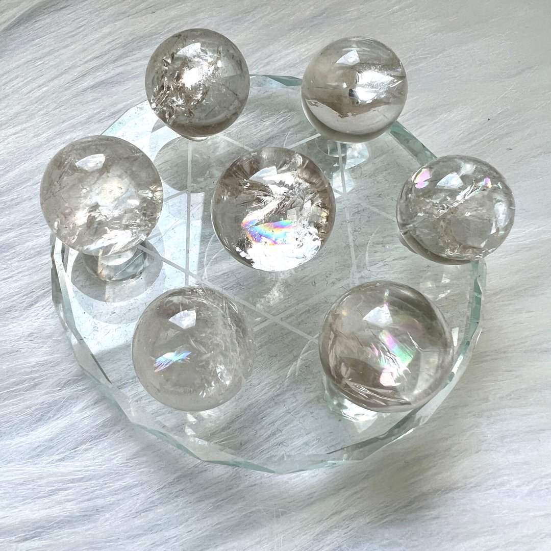 中彩虹白晶球七星阵 | 水晶 | 水晶球 | 水晶摆件 - 摆饰 - 水晶 透明
