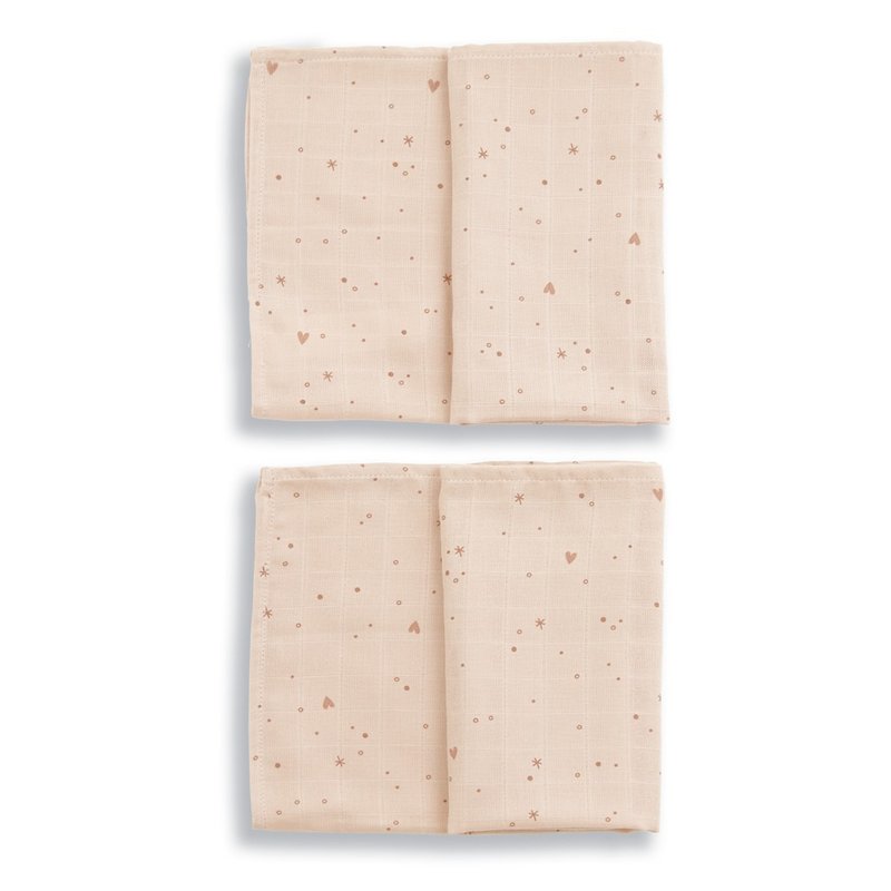 Gloop 有机棉纱布巾两件组 / 粉粉甜心 - 围嘴/口水巾 - 棉．麻 粉红色