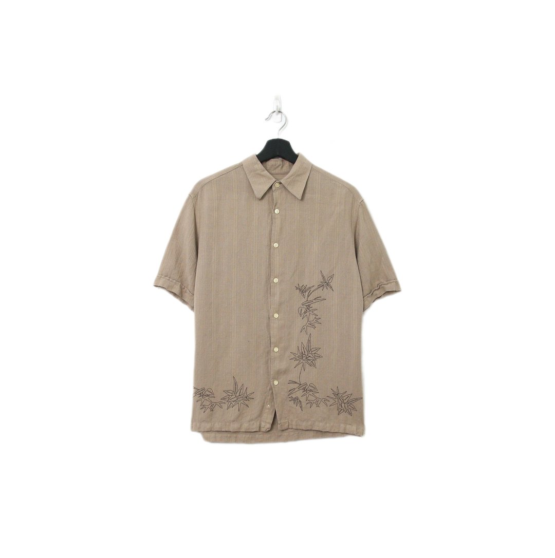 Back to Green-夏威夷衬衫 竹叶之纹 刺绣 ht-13/vintage shirts - 男装衬衫 - 棉 