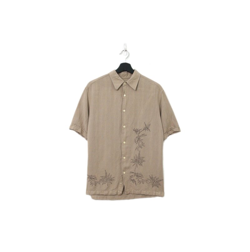 Back to Green-夏威夷衬衫 竹叶之纹 刺绣 ht-13/vintage shirts - 男装衬衫 - 棉．麻 