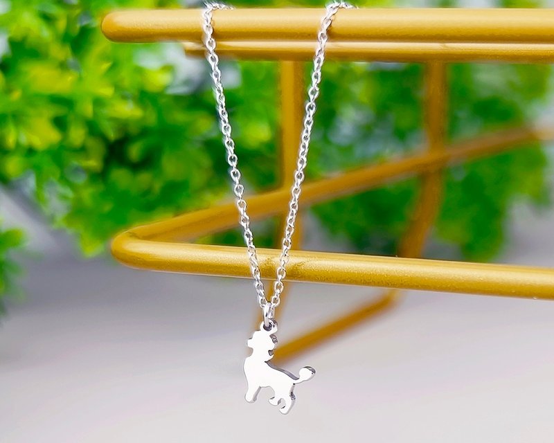 迷你贵宾狗项链(小朋友可戴) -迷你动物剪影系列-抗 - 项链 - 不锈钢 银色