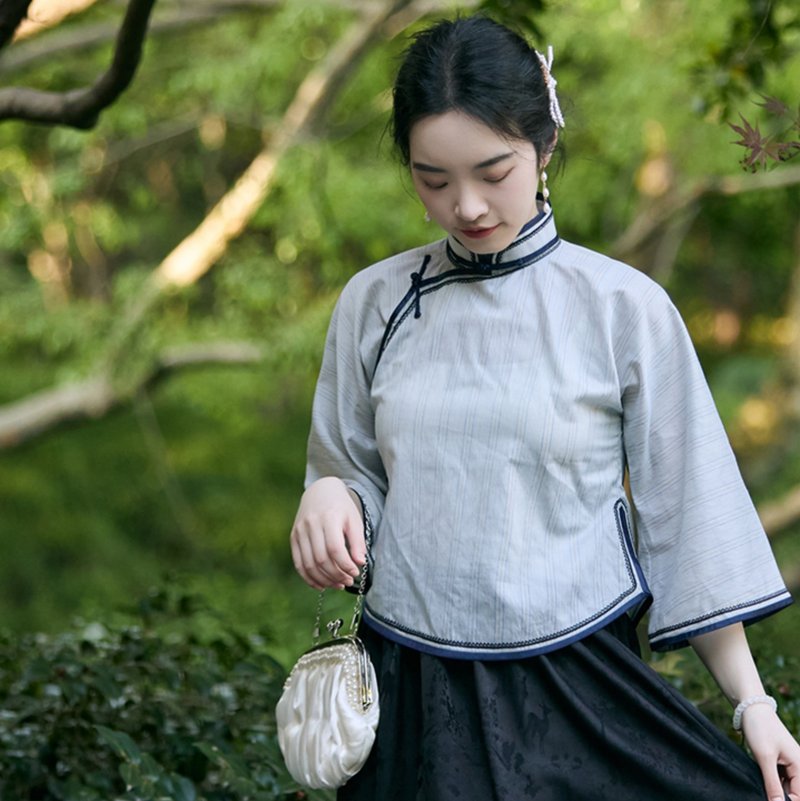 【阅书音】 新中式復古/古法倒大袖上衣 - 女装上衣 - 其他材质 白色