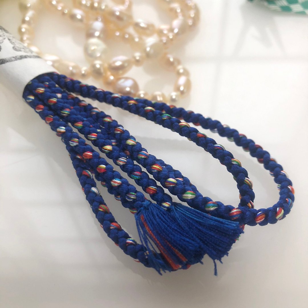 正绢 伊贺组纽 细腰带绳 组纽腰带 3.5mm 蓝色 多彩 150cm - 皮带/腰带 - 丝．绢 蓝色