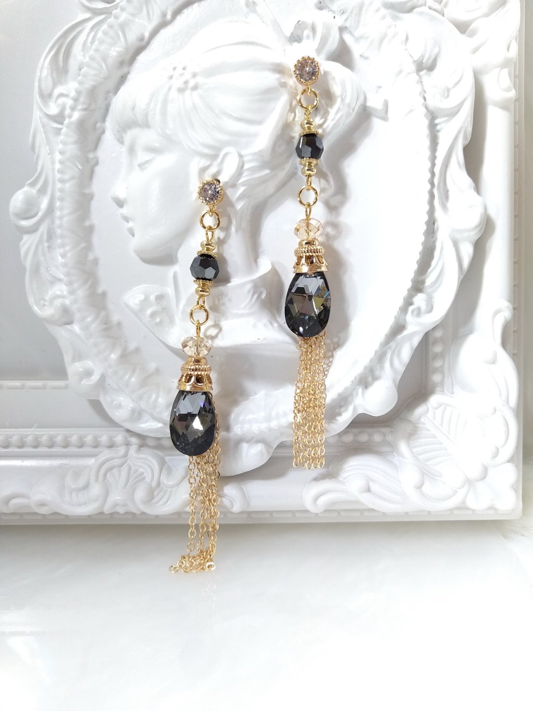 SWAROVSKI 系列【细雨】夹式 针式耳环  流苏 三色 施华洛世奇 - 耳环/耳夹 - 水晶 