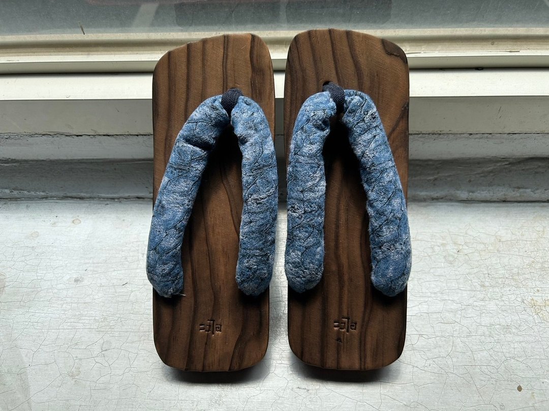 南夏日的男木屐 - 拖鞋 - 棉 蓝色