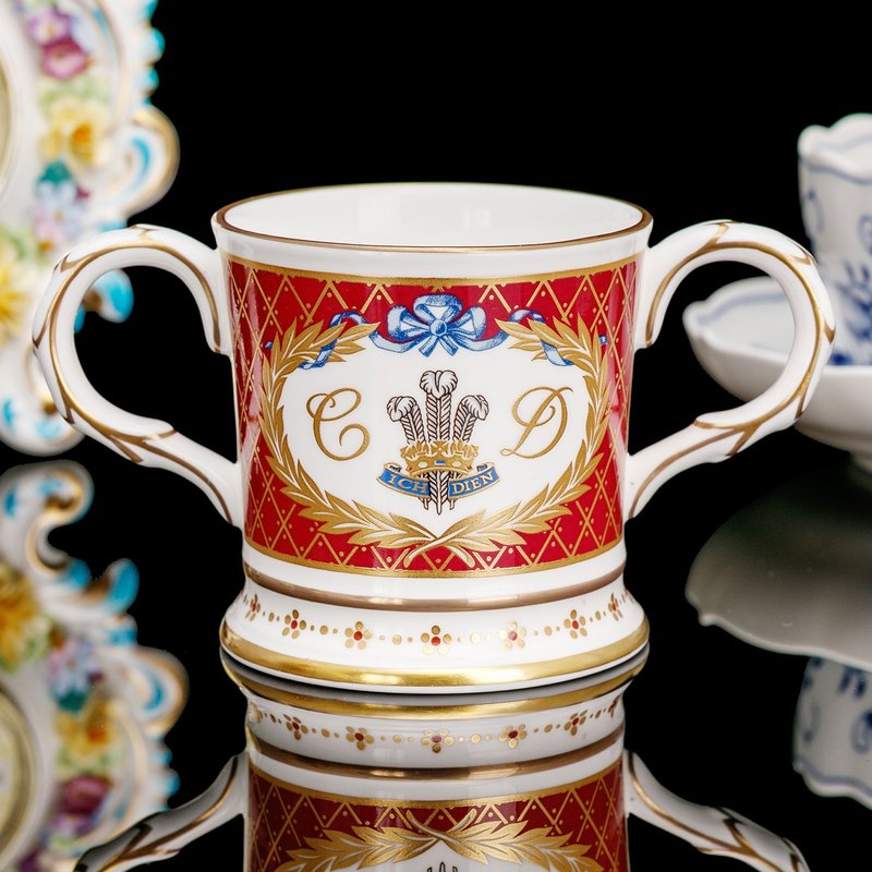 英国制 Coalport 皇家婚庆1981年纪念奢华骨瓷双耳爱之杯 马克杯 - 咖啡杯/马克杯 - 瓷 