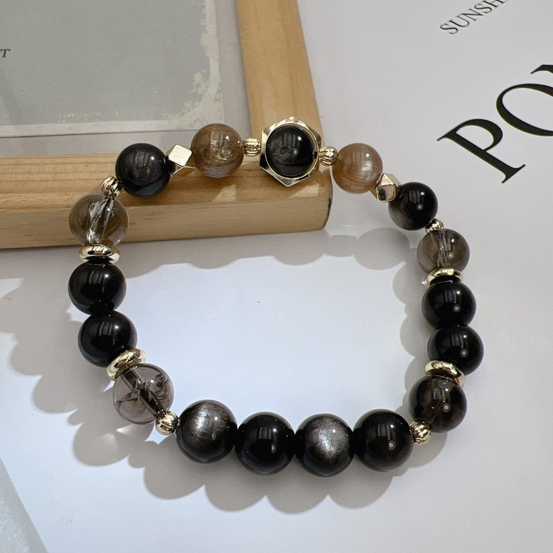 银曜石 | 金骨干 | 阿赛茶晶 - 手链/手环 - 水晶 