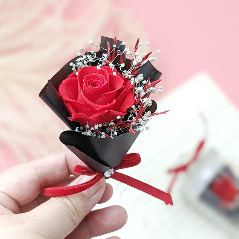 【现货】迷你瓶中永生花束-你是我的唯一 红玫瑰 - 干燥花/捧花 - 植物．花 红色